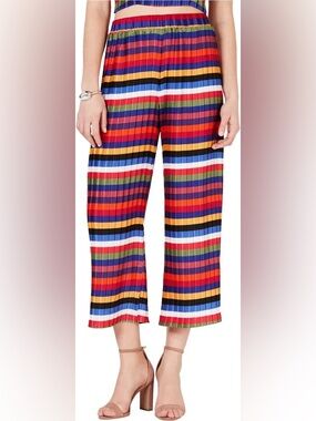 Rainbow Pleated Crop Pants